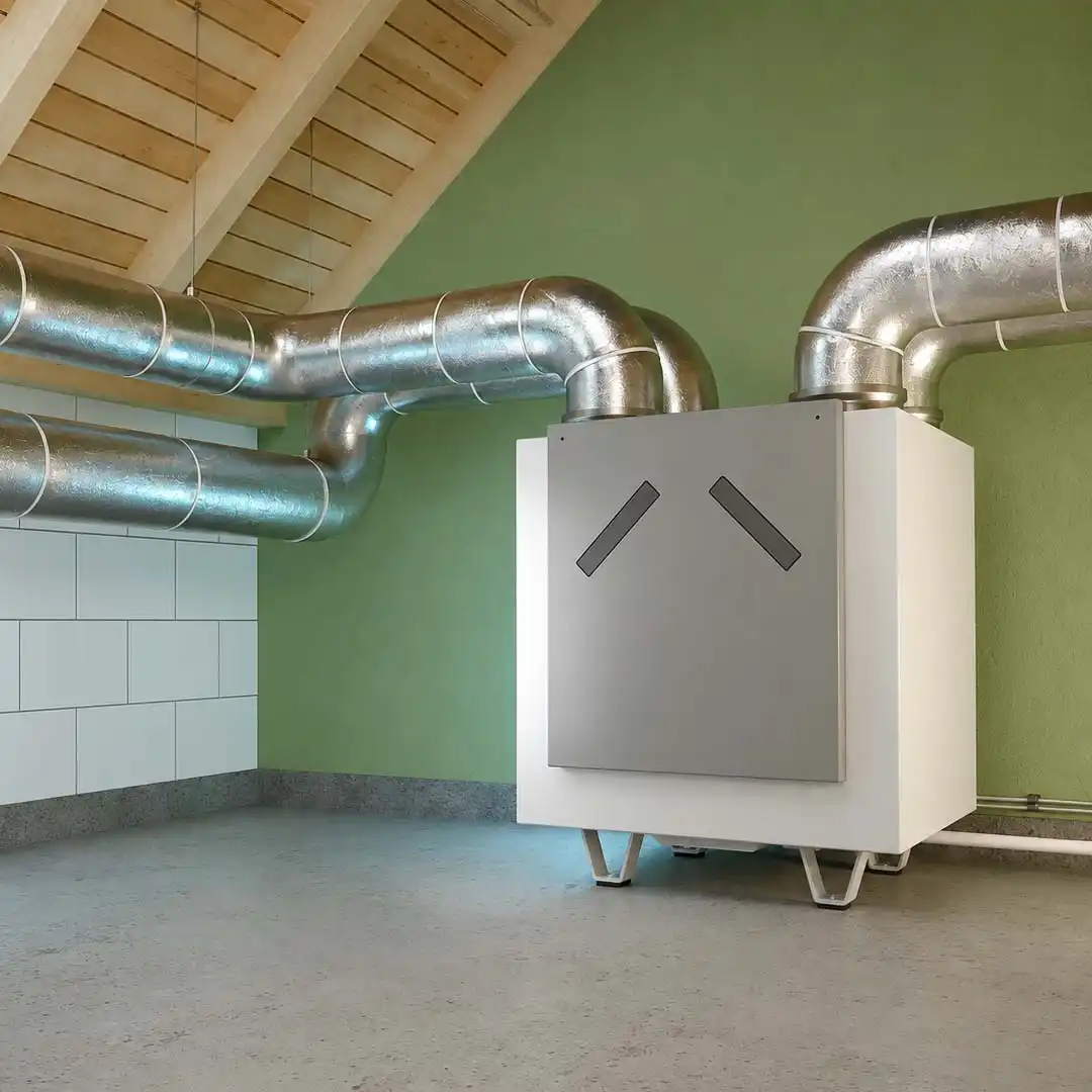 modern FTX ventilation unit with ductwork