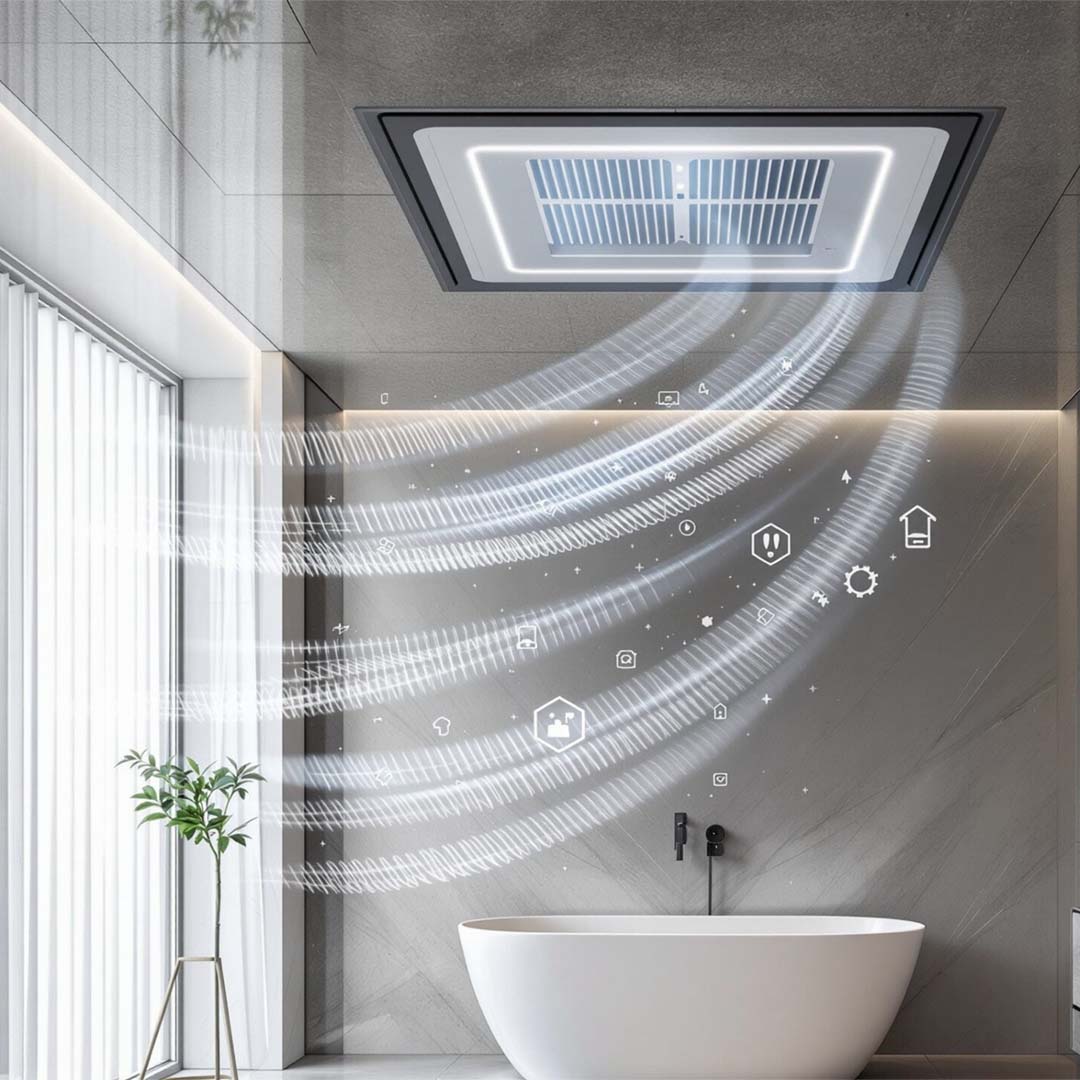 Modern bathroom ventilation system, ceiling exhaust